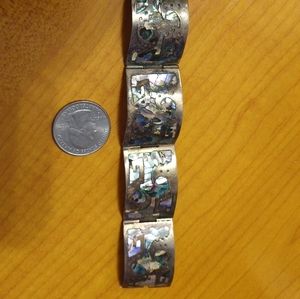 Handmade Sterling & Abalone bracelet 7" long
